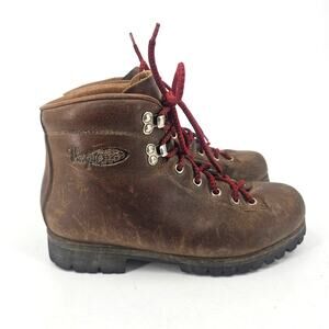 Vintage Vasque Hiking Boots Brown Leather Mens Size 7.5 Womens 9 Made In Italy
